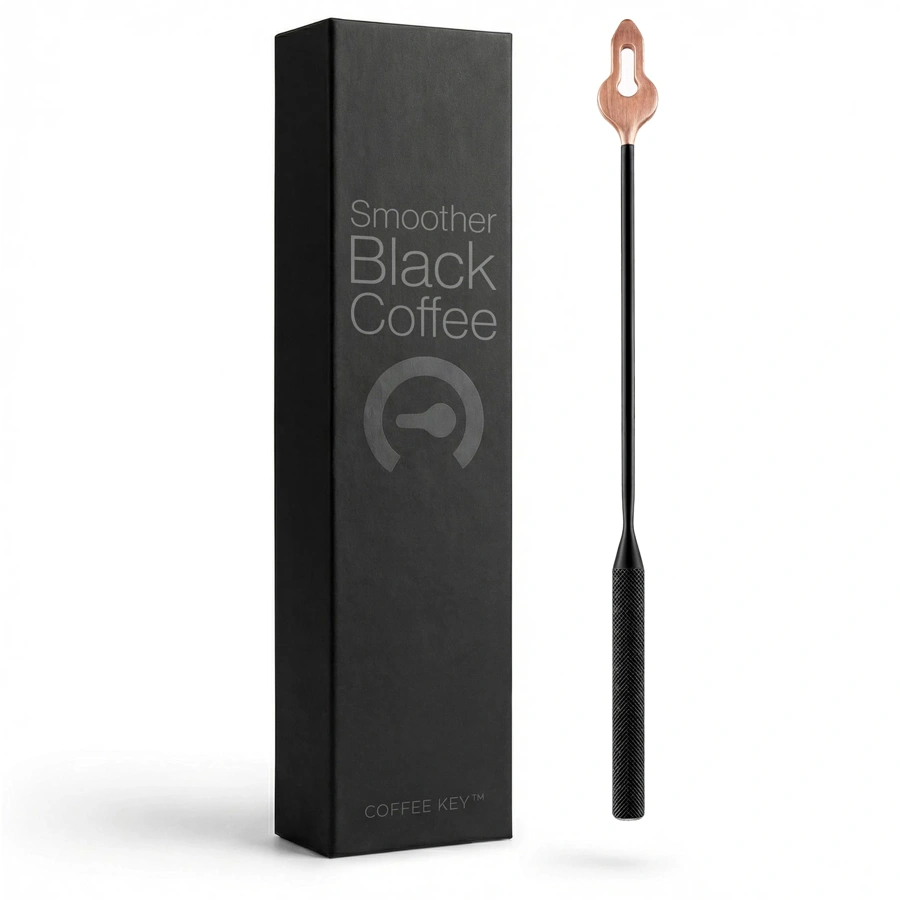 A copper-tipped stirrer that claims to reduce bitterness after brewing