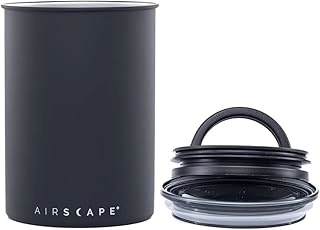 AirScape Planetary Design Stainless Steel Coffee Canister with Plunger Lid (Medium, Matte Black)