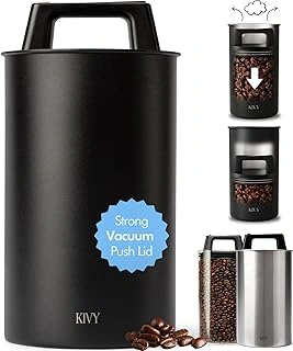 KIVY Stainless Steel Airtight Vacuum Coffee Canister for Beans & Grounds