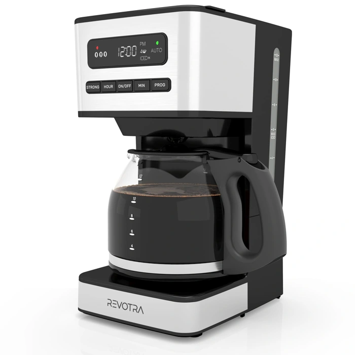 REVOTRA 12-Cup Programmable Coffee Maker with Regular & Strong Brew