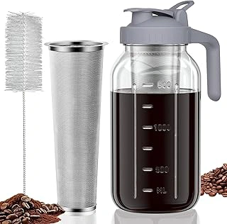JunVpic 64oz Glass Mason Jar Cold Brew Coffee Maker Pitcher