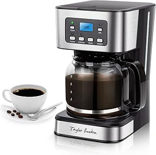 Taylor Swoden 12-Cup Programmable Drip Coffee Maker with Regular & Strong Brew