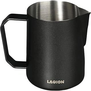 LAOION Stainless Steel Milk Frother Cup and Frothing Pitcher 15.2oz, Black