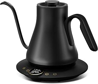 intasting Gooseneck Kettle with ±1℉ Temp Control, Brew Timer, 0.9L, Ebony Black