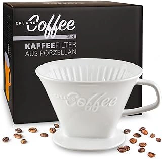 Creano White Porcelain Pour Over Coffee Dripper for Filter Bags Size 4