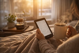 Coffee, quiet, and endless books—your perfect slow morning escape ritual