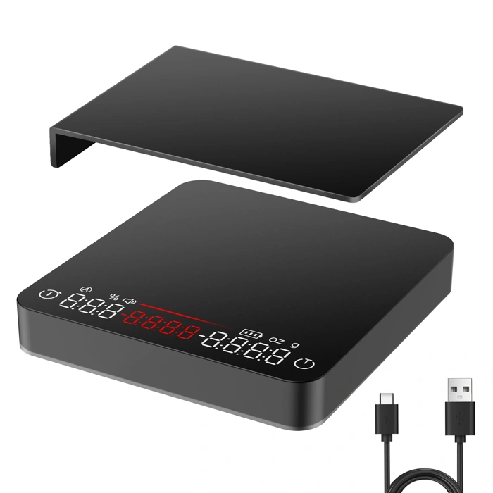 VABICA USB-C Rechargeable Coffee Scale with Timer for Espresso & Pour-Over (Black)